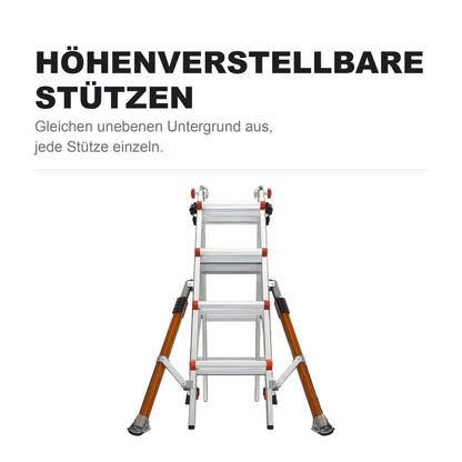 Höhenverstellbare Stützen der Conquest, jede Stütze einzeln einstellbar