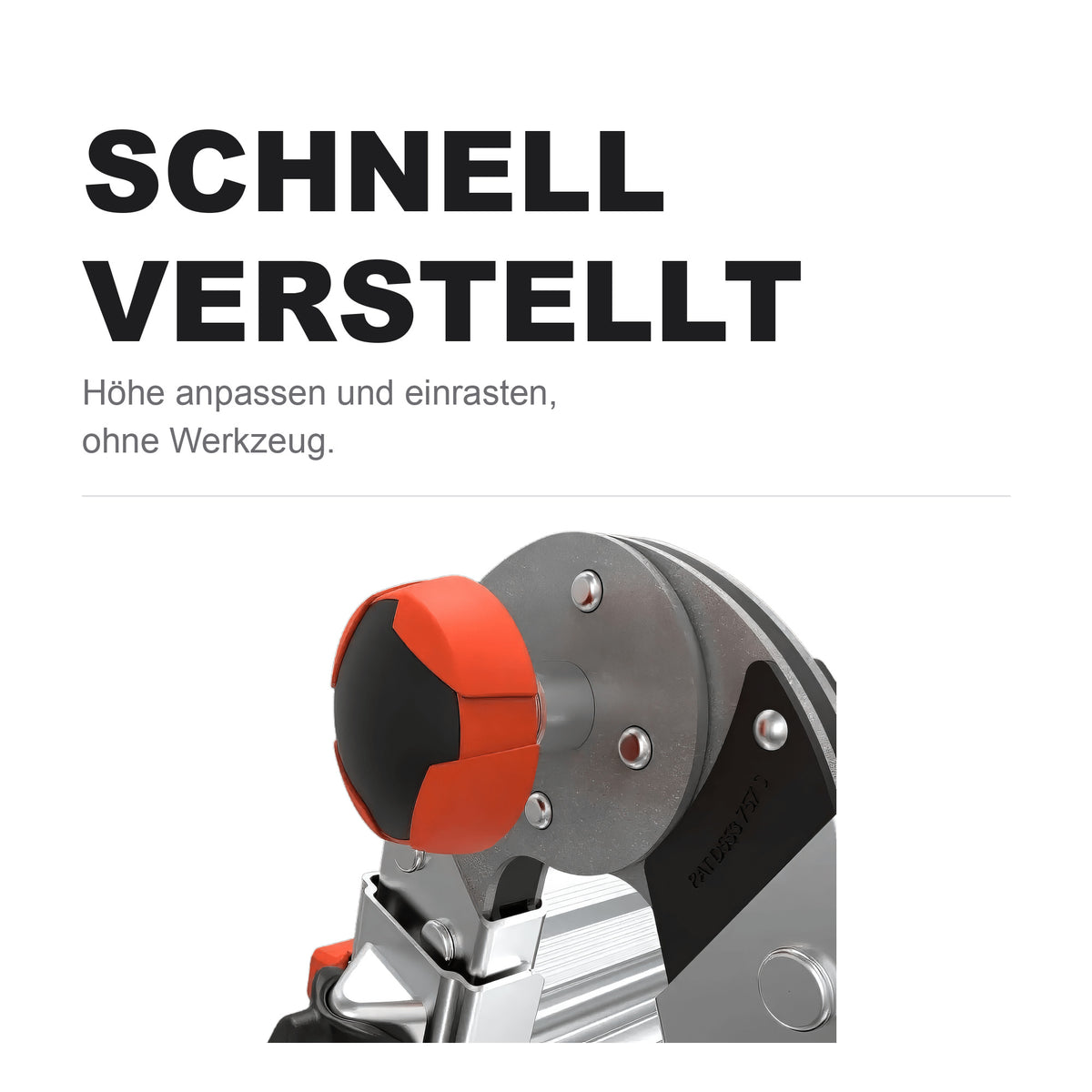 Verstellknopf der Conquest, Höhe ohne Werkzeug anpassen und einrasten