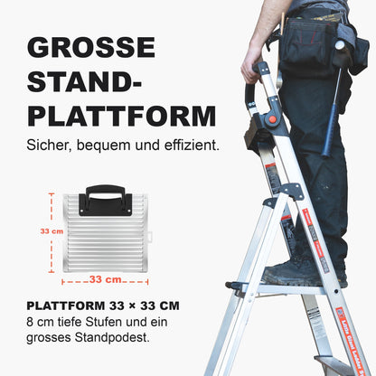 Xtra-Lite Plus: grosse Standplattform 33 × 33 cm, 8 cm tiefe Stufen