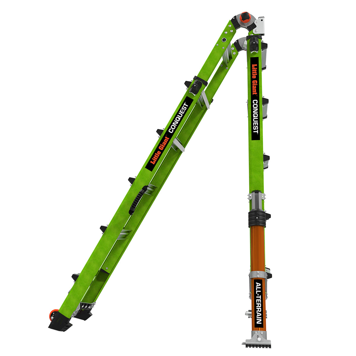 Conquest 2.0 in der 90-Grad-Position zum Arbeiten direkt an der Wand, 4x5 Sprossen