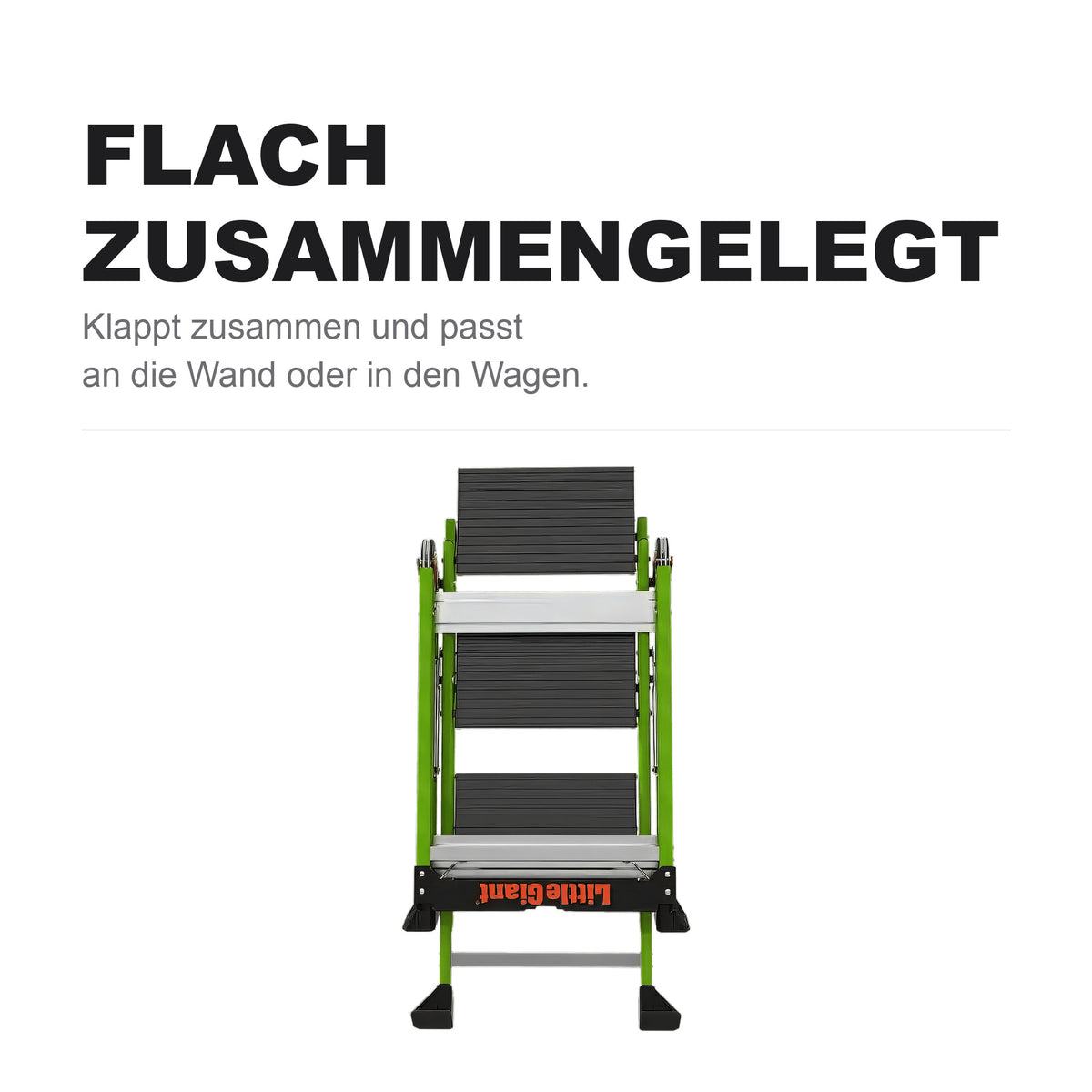 Jumbo Step Pro flach zusammengelegt zum Verstauen