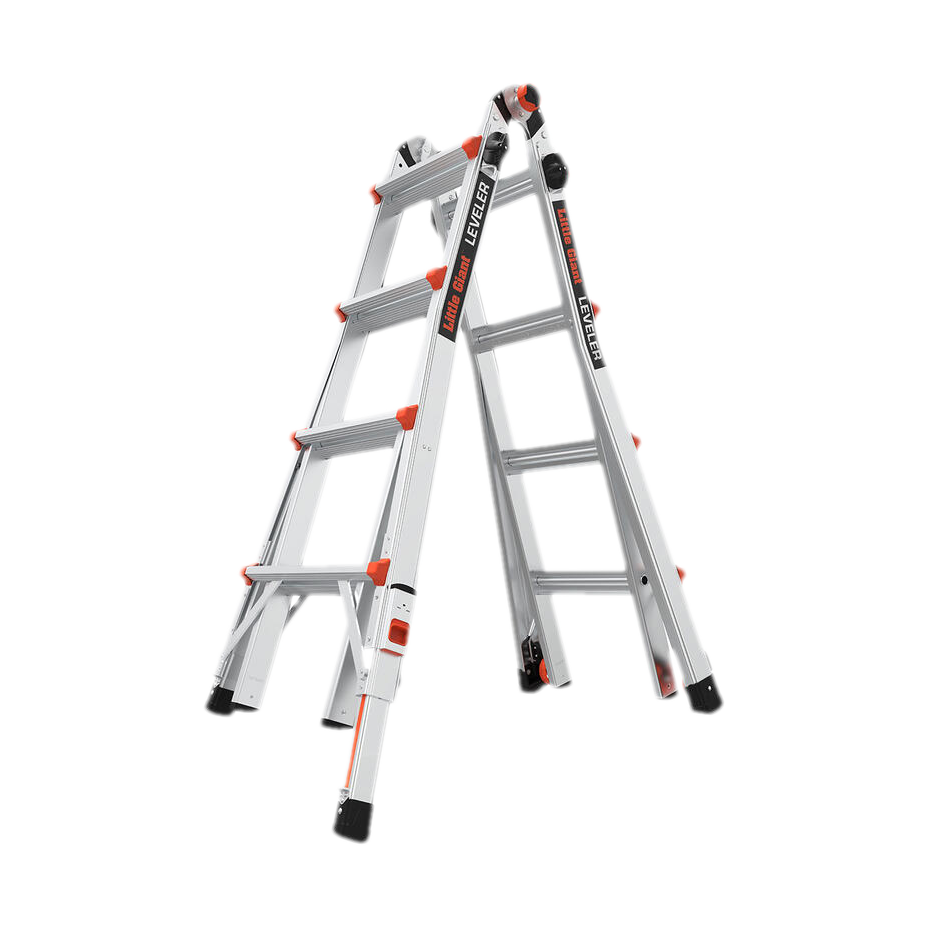 Little Giant Leveler 4x4 Mehrgelenkleiter aus Aluminium in A-Stellung, freigestellt