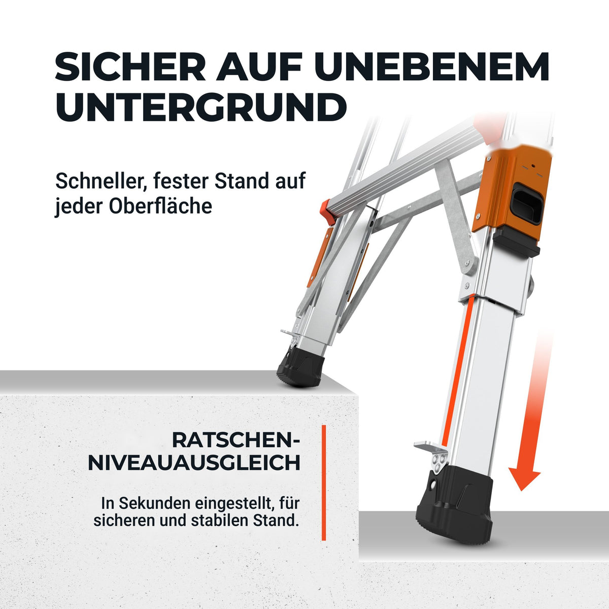 Ratschen-Niveauausgleich des Leveler gleicht unebenen Untergrund und Stufen aus