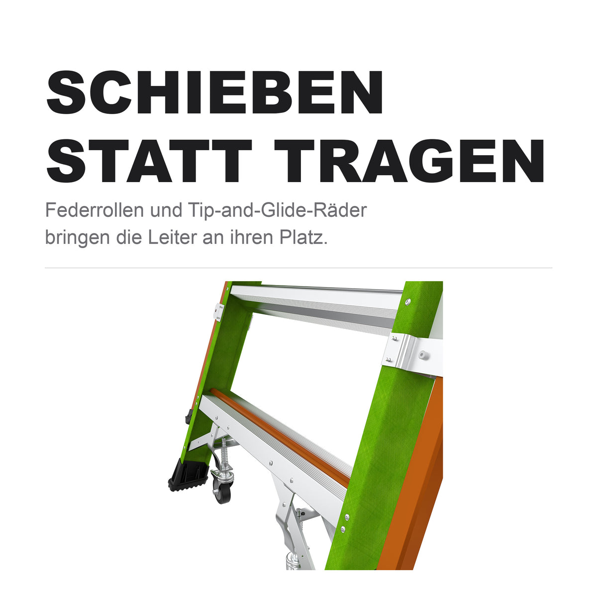 Federrolle und Tip-and-Glide-Rad am Fuss der Safety Cage 2.0