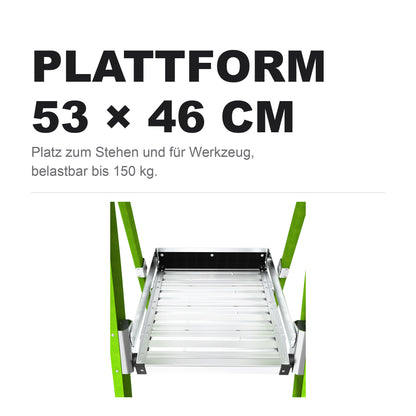Plattform der Safety Cage 2.0 von oben, 53 mal 46 Zentimeter, belastbar bis 150 kg