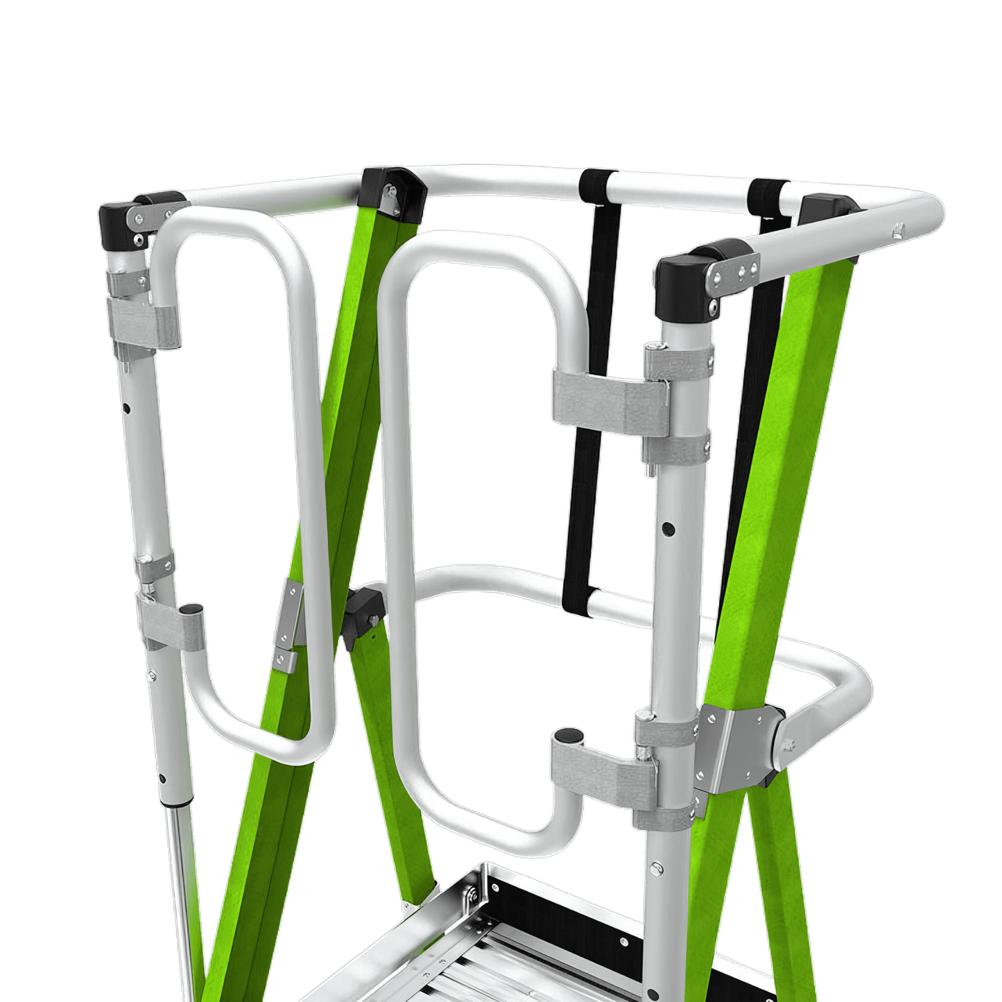 Little Giant Safety Cage 4' Fiberglass Ladder – Katalogbild – erhältlich bei diegrueneleiter.ch ab 1073.85 CHF – Stufen: 4 Stufen