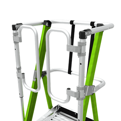 Little Giant Safety Cage 4' Fiberglass Ladder – Katalogbild – erhältlich bei diegrueneleiter.ch ab 1073.85 CHF – Stufen: 4 Stufen