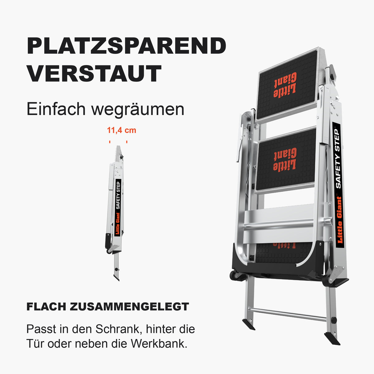 Safety Step flach zusammengelegt, 11,4 Zentimeter tief